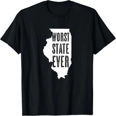 Illinois - Worst State Ever _ IL Sucks - Funny Graphic T-Shirt