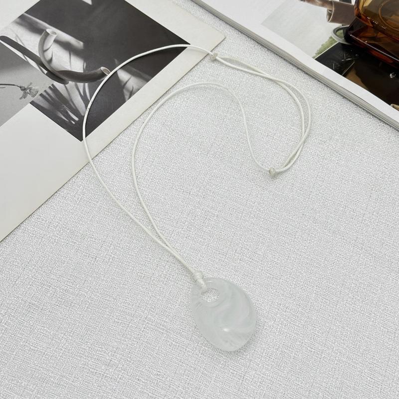 4 Colors Minimalist Wine Red Black Acrylic Long Pendant Necklace For Women Vintage Leather Rope Chain Sweater Chain New