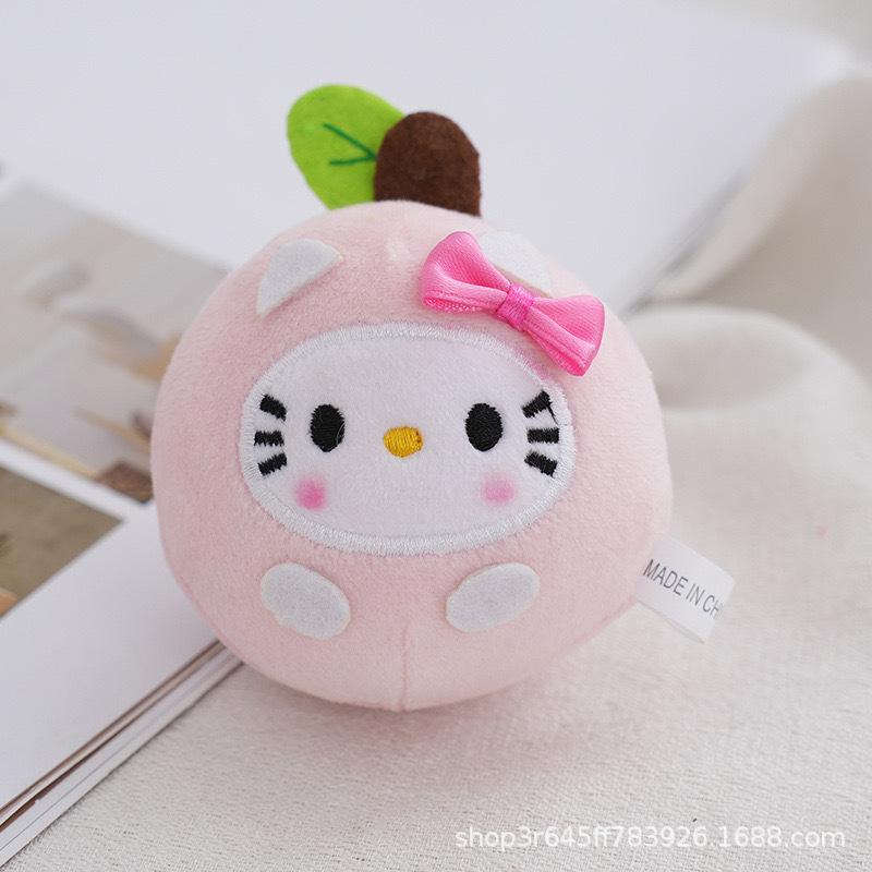 Cartoon Sanrio Hellokitty Ball Apple Plush Doll Kt Cat Keychain Plush Toy Trendy Shoes Hanging Ornaments Girls Birthday Gift
