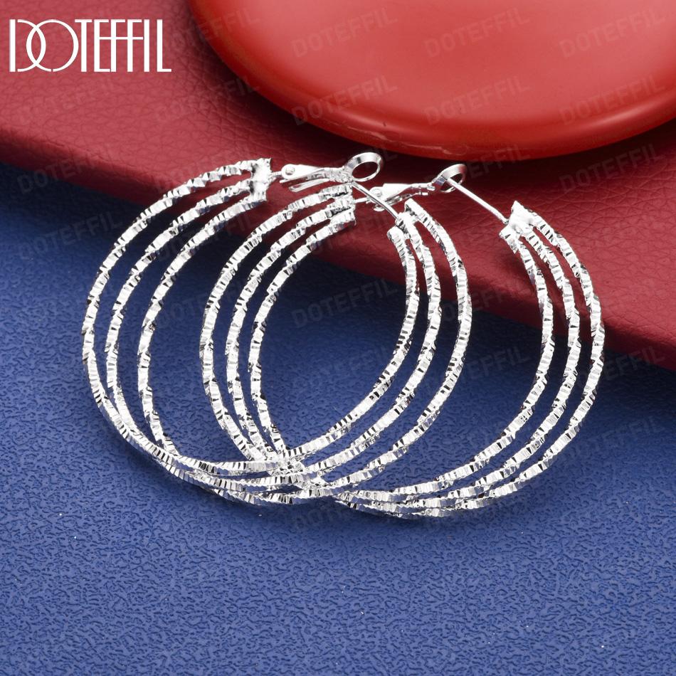 Серьги-кольца из стерлингового серебра 925 пробы Модные ювелирные изделия Свадебные украшения 50mm