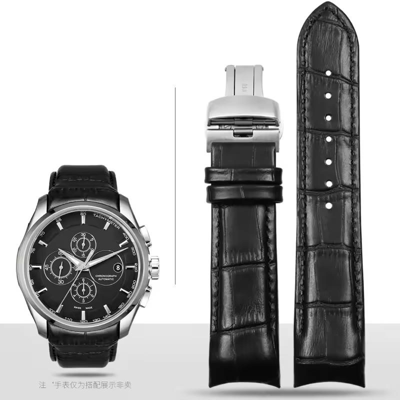 Curved End Genuine Leather Watchband 22mm 23mm 24mm for Tissot Couturier T035 Watch Band Steel Buckle Strap Wrist Bracelet