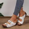 Double Buckle White Wedge Sandals Women Llightweight Summer Platform Slippers Woman Plus Size Casual Beach Flip Flops