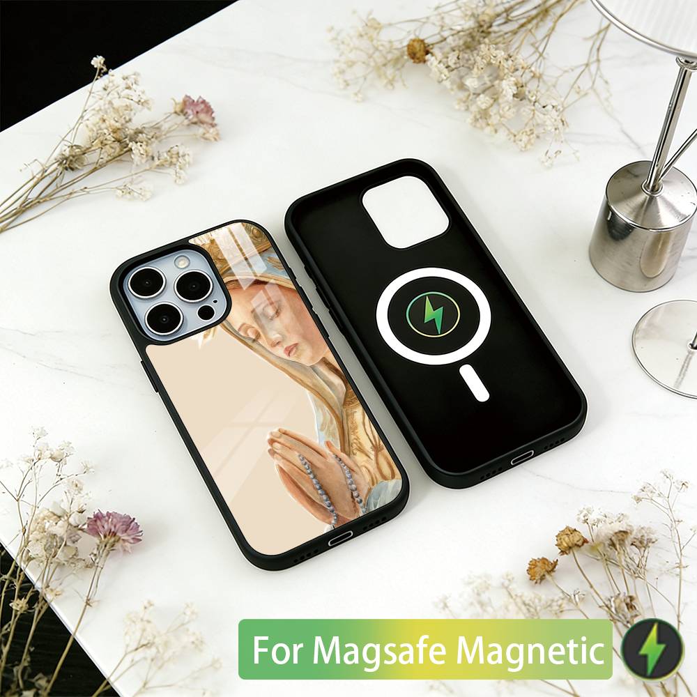 V-Virgen Mary Virgin Phone Case For iPhone17,16,15,14,13,12,11 Plus,Pro Magnetic with Magsafe Wireless Charging
