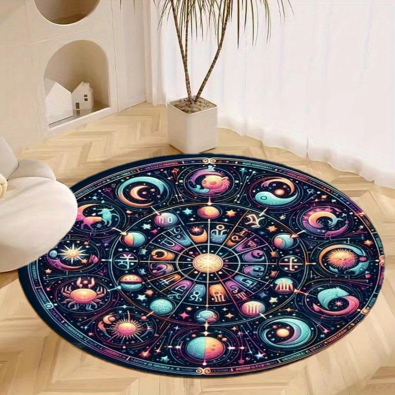 S Colorful Constellations Round Rug Nonslip Area Rug Office Chair Mat Carpet For Living Room Bedroom Home Decor