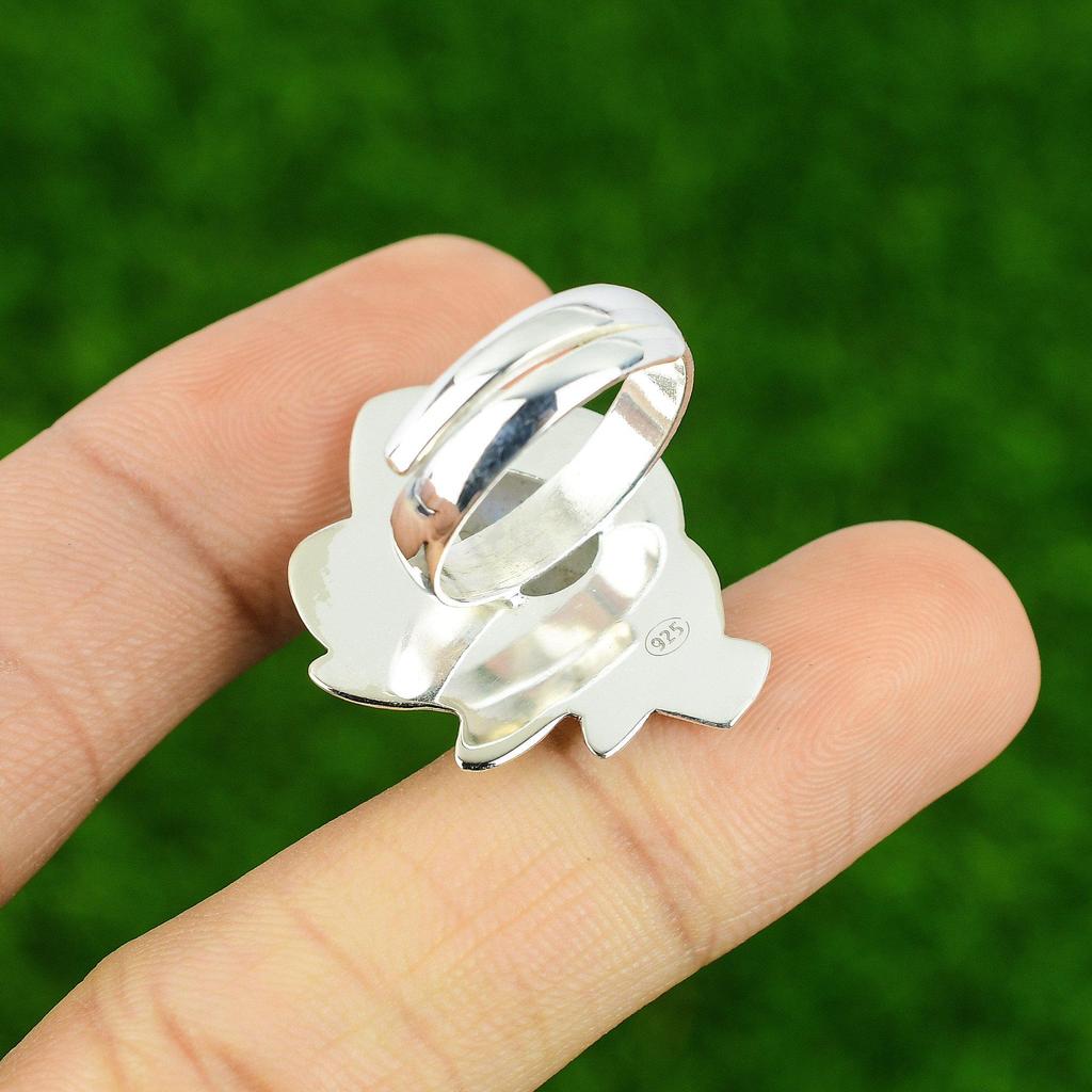 925 Silver Crown Chakra Rainbow Moonstone Stone Daughter Statement Ring Jewelry