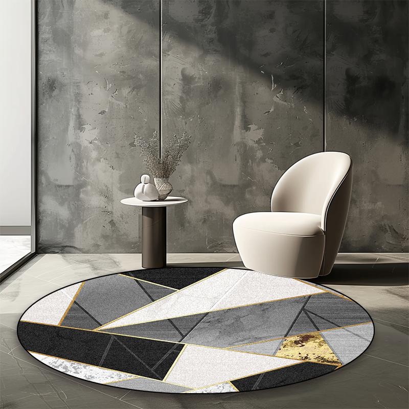 Modern Abstract Round Carpet Living Room Geometric Pattern Decor Area Rugs Coffee Tables Office Chair Non-slip Mats Customizable