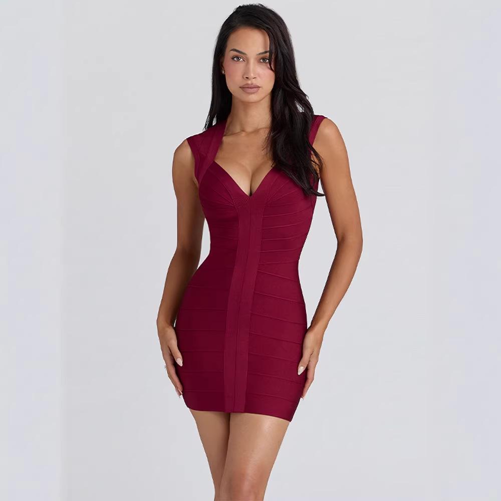 

European & American 2026 Spring/Summer Sexy Sleeveless Hollow-Out Zipper Bandage Dress S