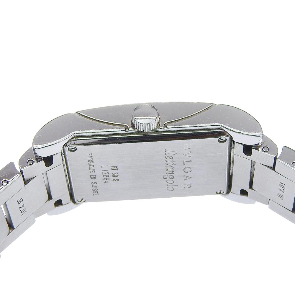 Bvlgari Rettangoro Watches RT39S Silver WhiteDial Stainless Steel Quartz Analog Display Women Used
