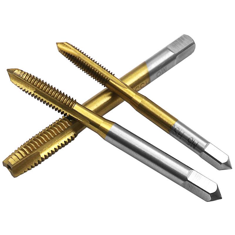 Titanium-Plated Straight Flute Tap Set M3-M8 High-Speed Steel Threading for Internal Threads