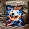 Soccer Theme Throw Blanket Custom Name Text Personalized Blanket Soft Cozy Blanket for Home Sofa Bed