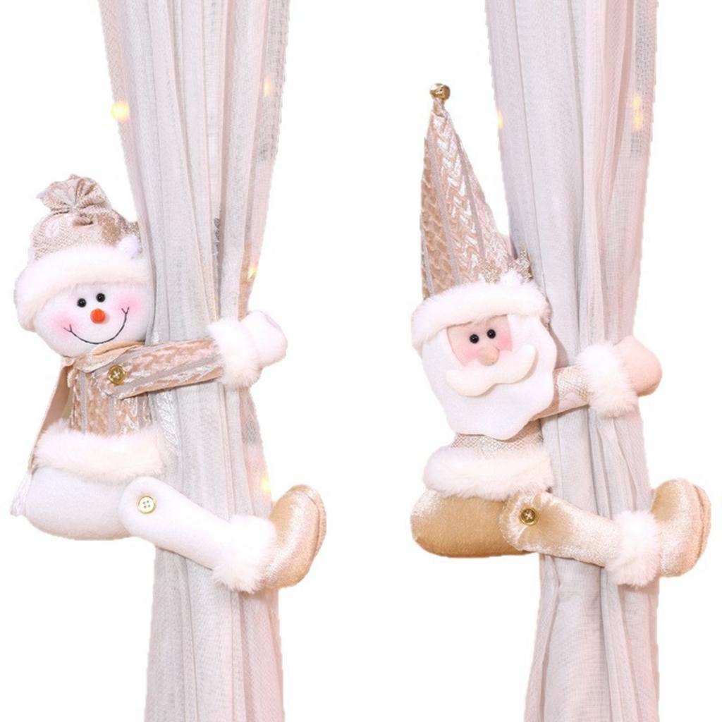 Christmas Curtain Buckle Decoration, Christmas Creative Curtain, Elderly Person, Snowman, Cartoon Doll Buckle