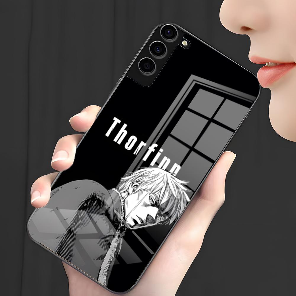 Black Vinland Saga Phone Case For Samsung S26 S25 Plus S20 S20 Plus S22 Ultra S23 FE S21 Plus S21 Ultra Glass Cover