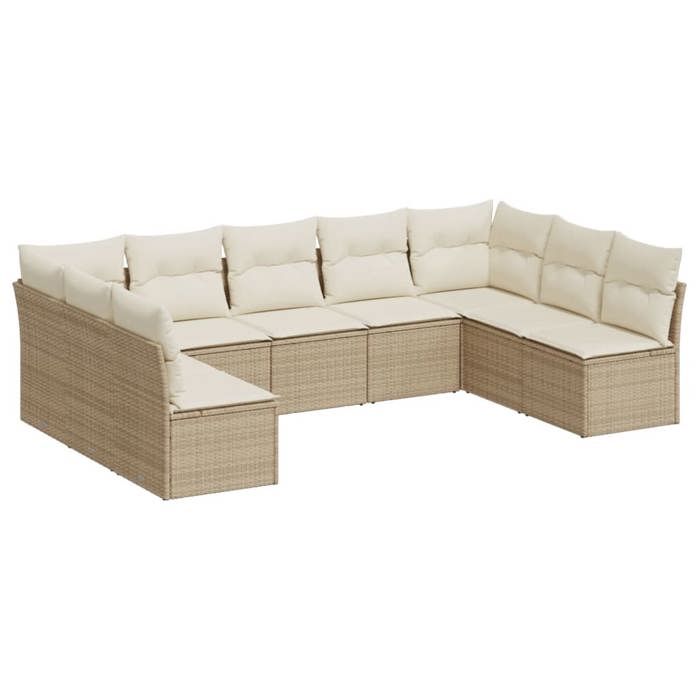 VidaXL Salon de Jardin avec Coussins 9 pcs, Canapés avec Pieds Réglables, Ensemble de Meubles d'Extérieur Patio Terrasse, 3249907