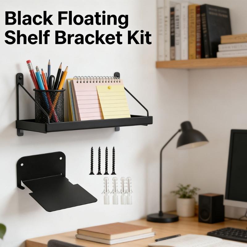 Minimalists Black Metal Floating Shelf Ideal Stylish Home Decoration Storage Solution