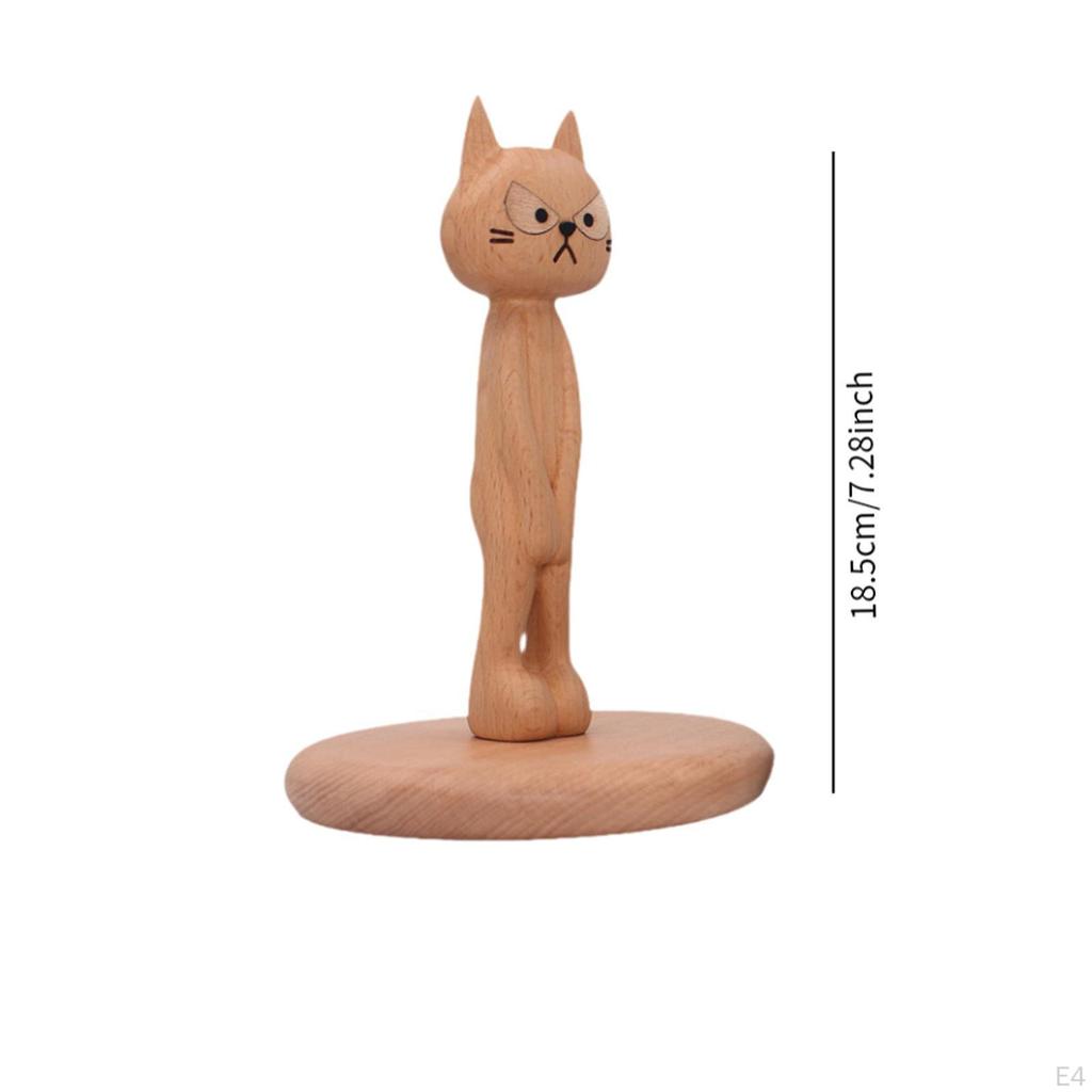 Porte-essuie-tout en bois Forme de chat Rustique pour Salle de bain Maison Organisateur de cuisine Marron Foncé