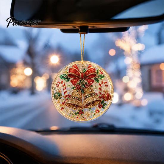Office Holiday Decorations Christmas Acrylic Hanging Ornament, 2D Flat Double Side Printed Ornaments Santa Snowman Pendant for Tree Window,