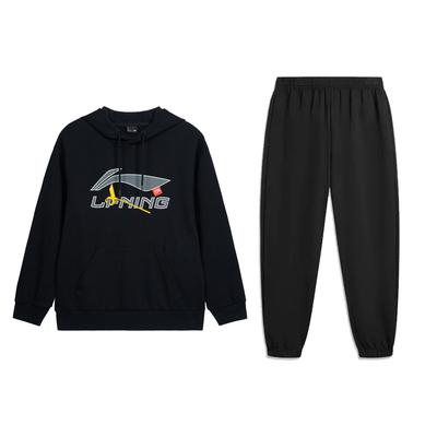 Li Ning Hoodie Sport Veelzijdig Lange Mouwen Comfortabele Joggingbroek Hoodie Set Unisex sets AWDT601-5+AKLU311-2