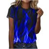 Summer Round Neck 3D Print Flame Pattern Top Fashionable Casual Short Sleeved Women's T-shirts
