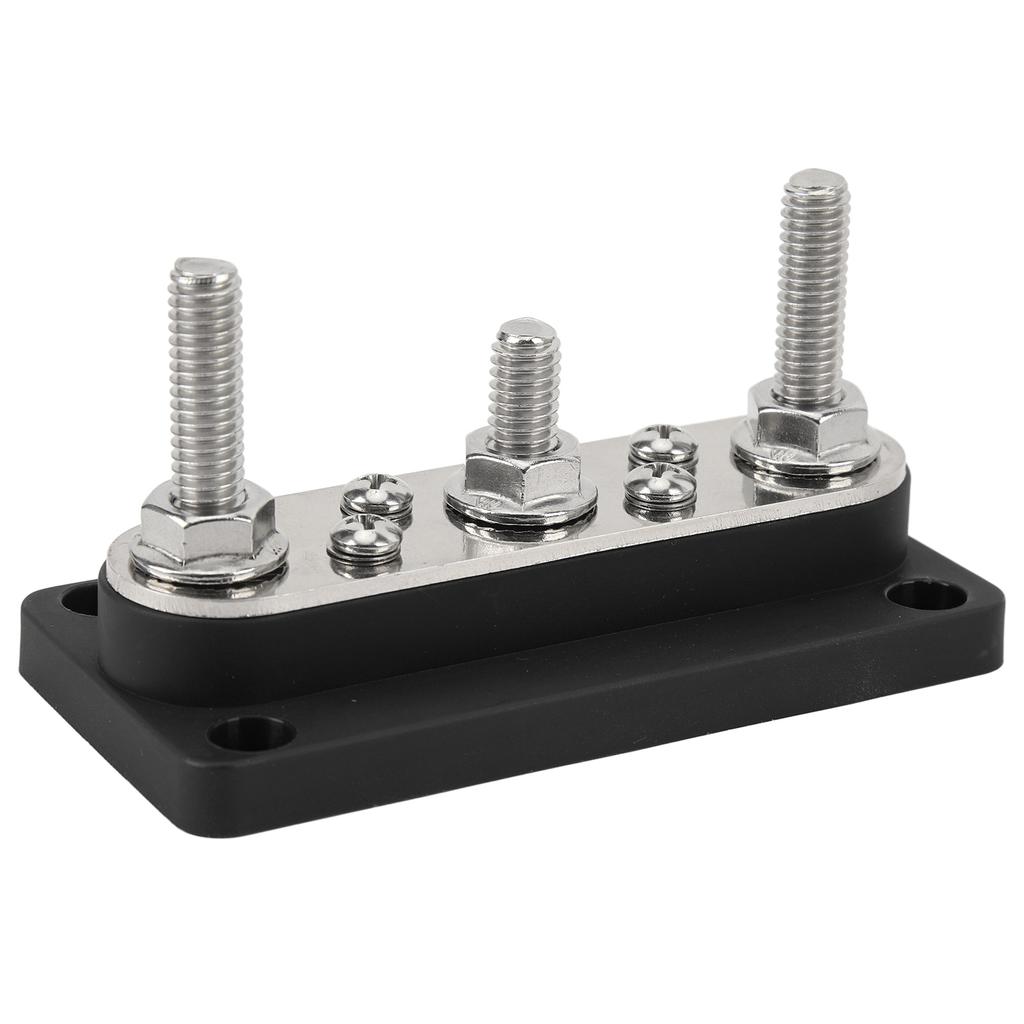 Power Distribution Block with Cover M8 Terminal Stud M4 Terminal Screw 12‑48V 150A for Cars Trucks RVs Boats Black