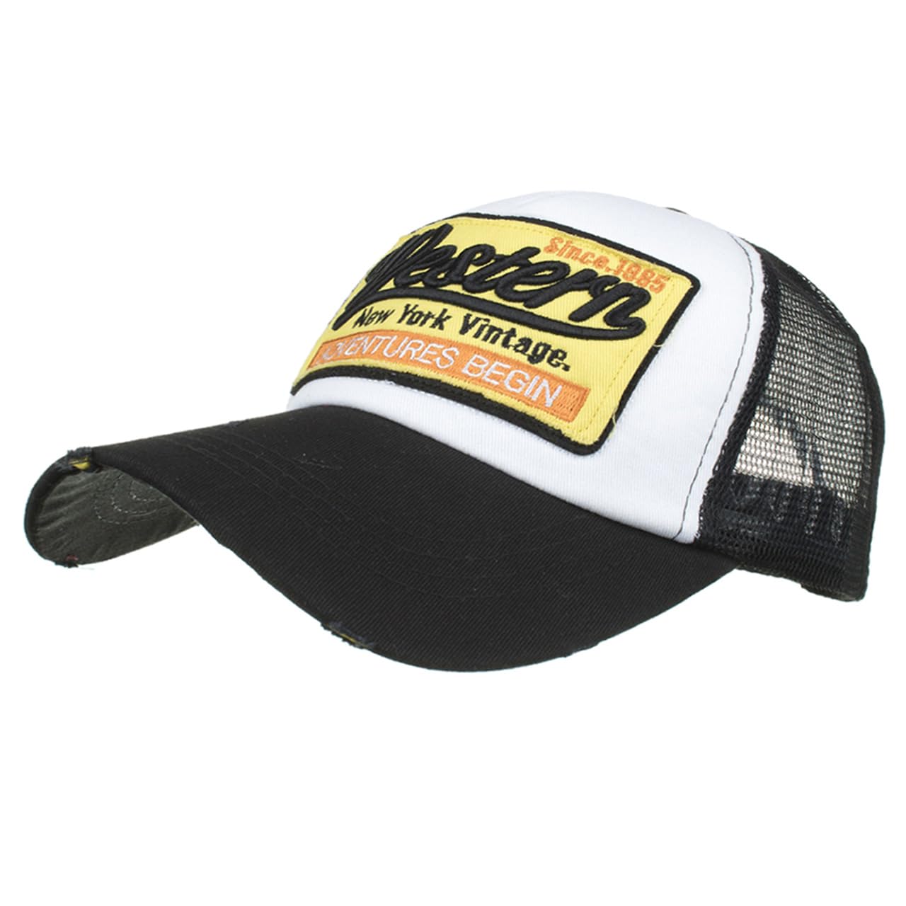 

Chrome Crane CB333 (Black) Mesh Cap with Distressed Logo and English Lettering, Casual Street Style for Men and Women