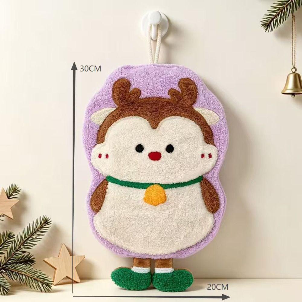 Water Absorption Santa Claus Hand Towel Coral Fleece Cleaning Dishcloths  Kitchen Bathroom
