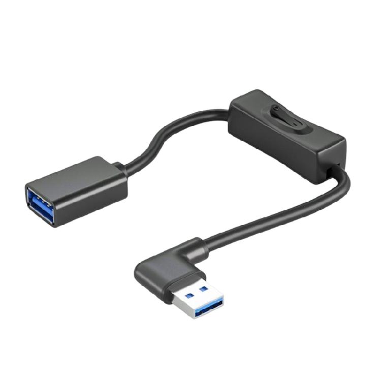USB3.0 Extend Cable Cord with Power Switches 90 Degree Bend for USB Fan LED Lamp