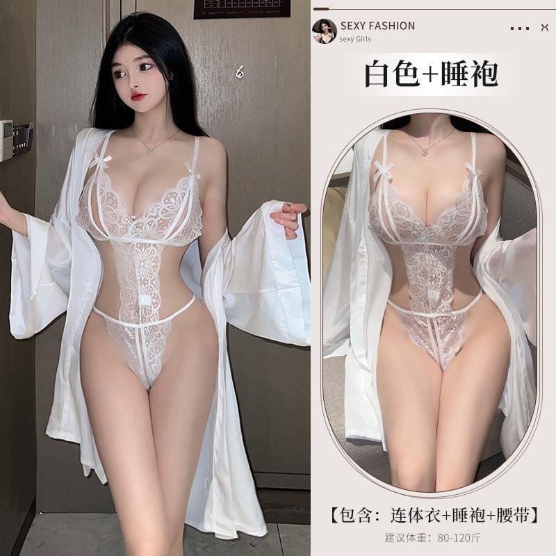 Sexy lingerie lace open crotch free onesie sexy temptation uniform perspective hollow pajamas