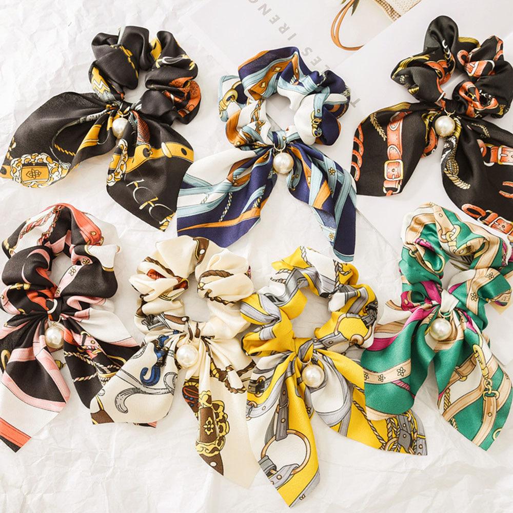 Chiffon Bow Hair For Women Girl Scrunchies Streamers Bowknot Hair Rope Hair Ties