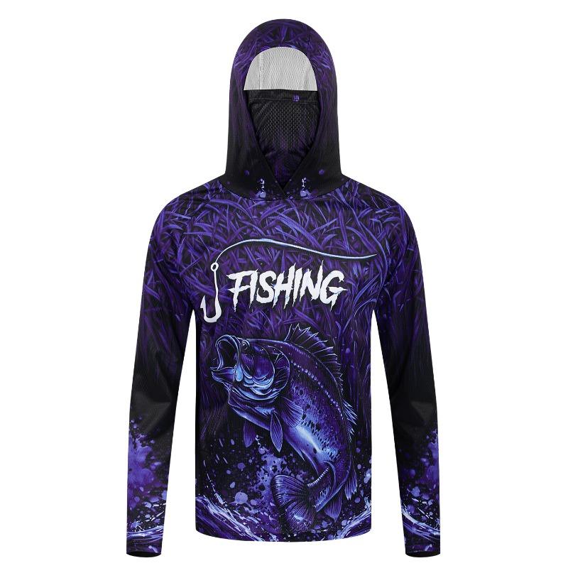 3D Bass Fishing Hoodie for Men Breathable UV Protection Outdoor Apparel