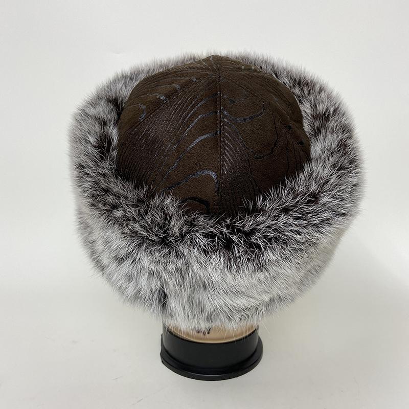 New Fashionable Fur Caps Real Rabbit Fur Hats For Women Warm Russian Winter Hat Rabbit Fur Cap Brimless Melon Cap Beanies ForMen