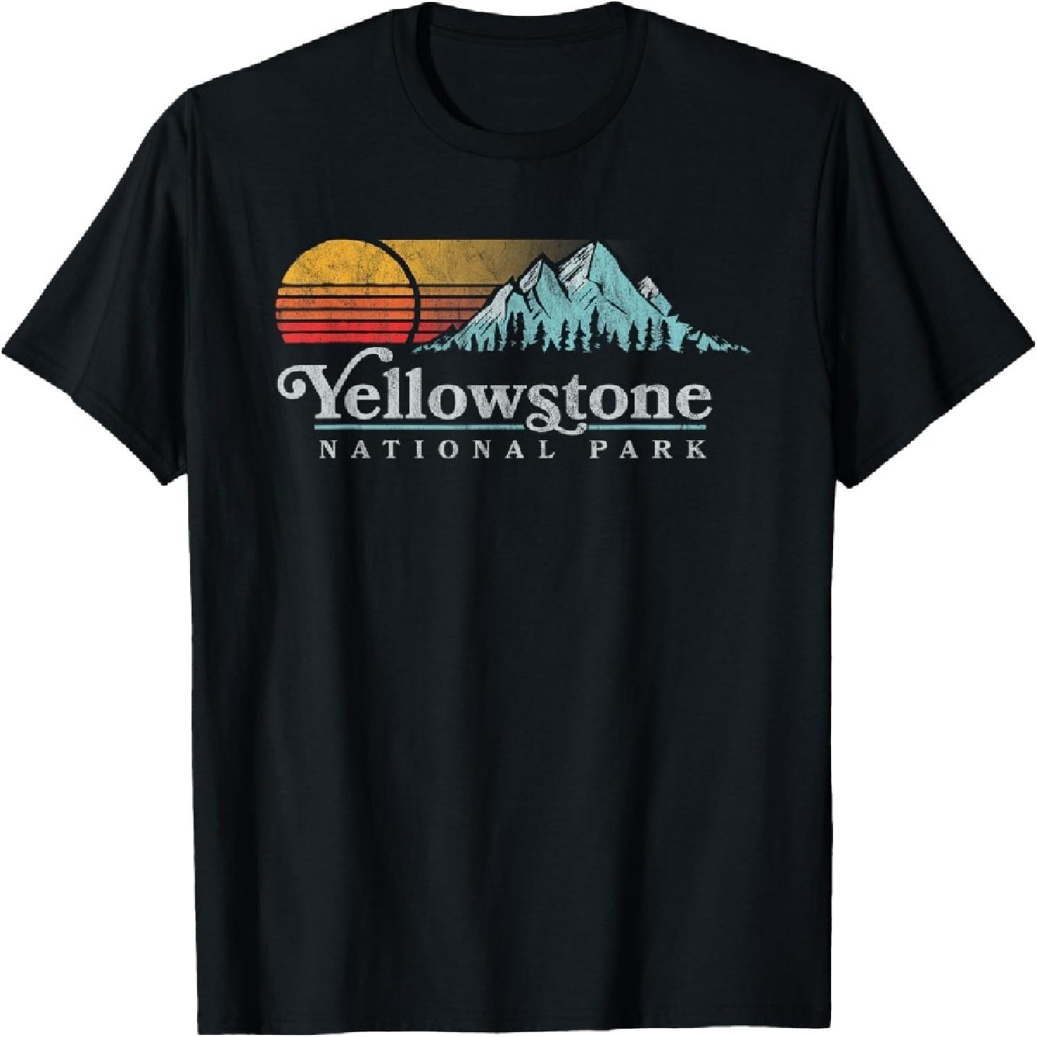 Vintage Yellowstone National Park 80s Sunset Graphic T-Shirt XXXXXL разноцветный