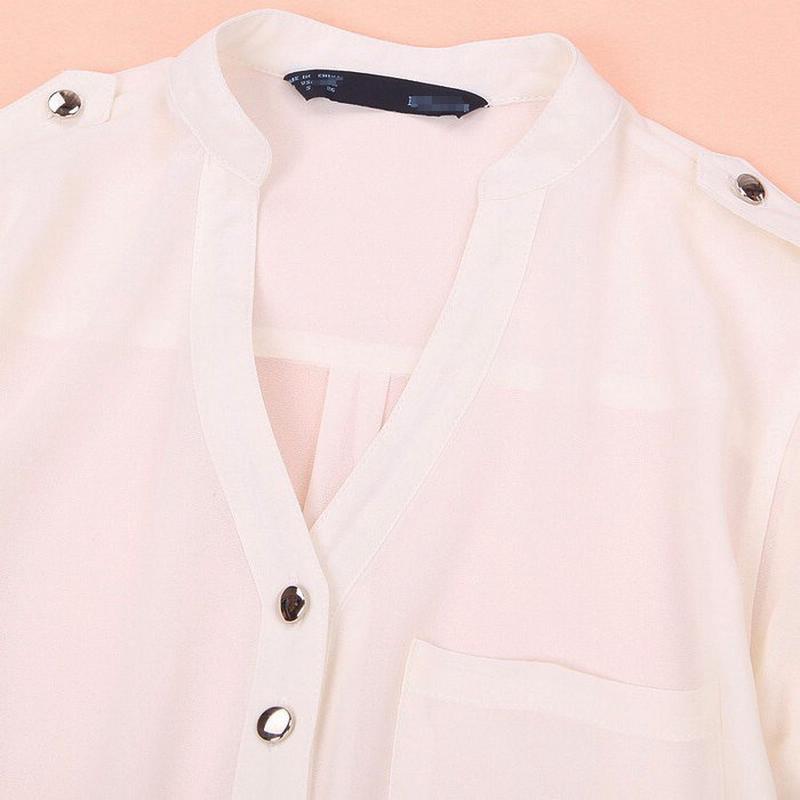 Women Spring Summer V-neck Chiffon Elegant All-match Solid Botton Casual Spirals Shirt Blouse