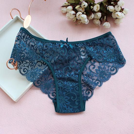 Bragas de mujer de cintura baja con encaje calado y buena transpirabilidad, bragas de color sólido ajustadas