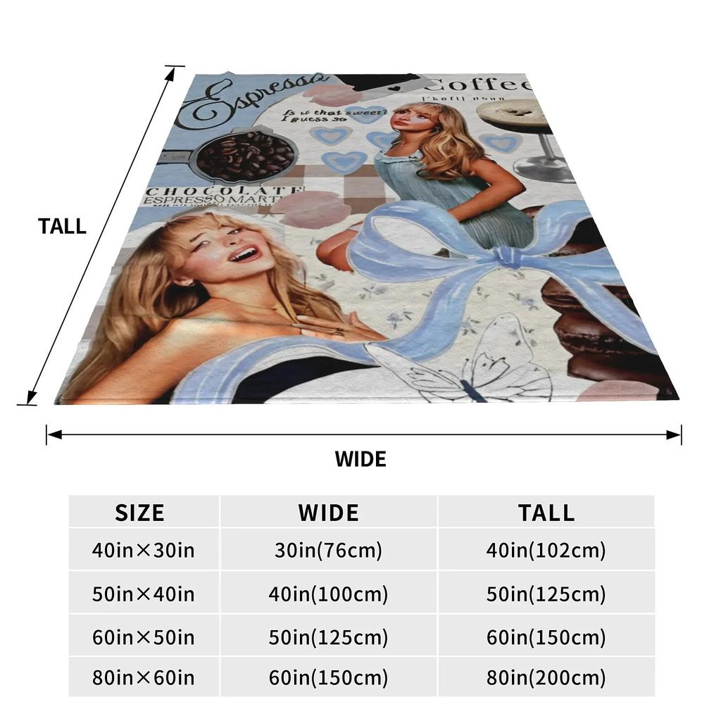 Sabrina Carpenter Eras Tour Throw Blanket for Couch Espresso Album Soft Blanket 50x60 Inches Multiple Sizes Bedspreads