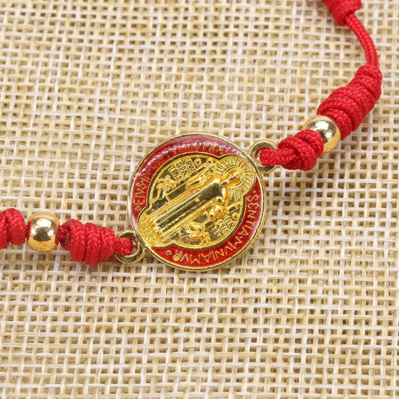 Lady Mary/saint Benedict Bracelet Handmade Red Knots Beads Bracelet Lucky Prayer Religious Bracelets for Men Women
