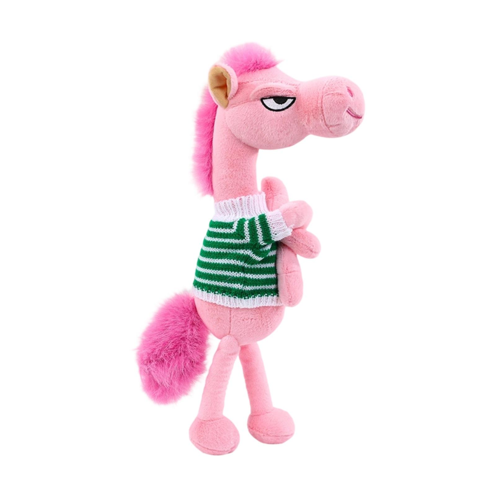 

48cm Plush Horse Toy Standing Figurine Soft Stuffed Animal Collectible Unique Design Cool Expression Horse Plush Figure for Display One Size рожевий