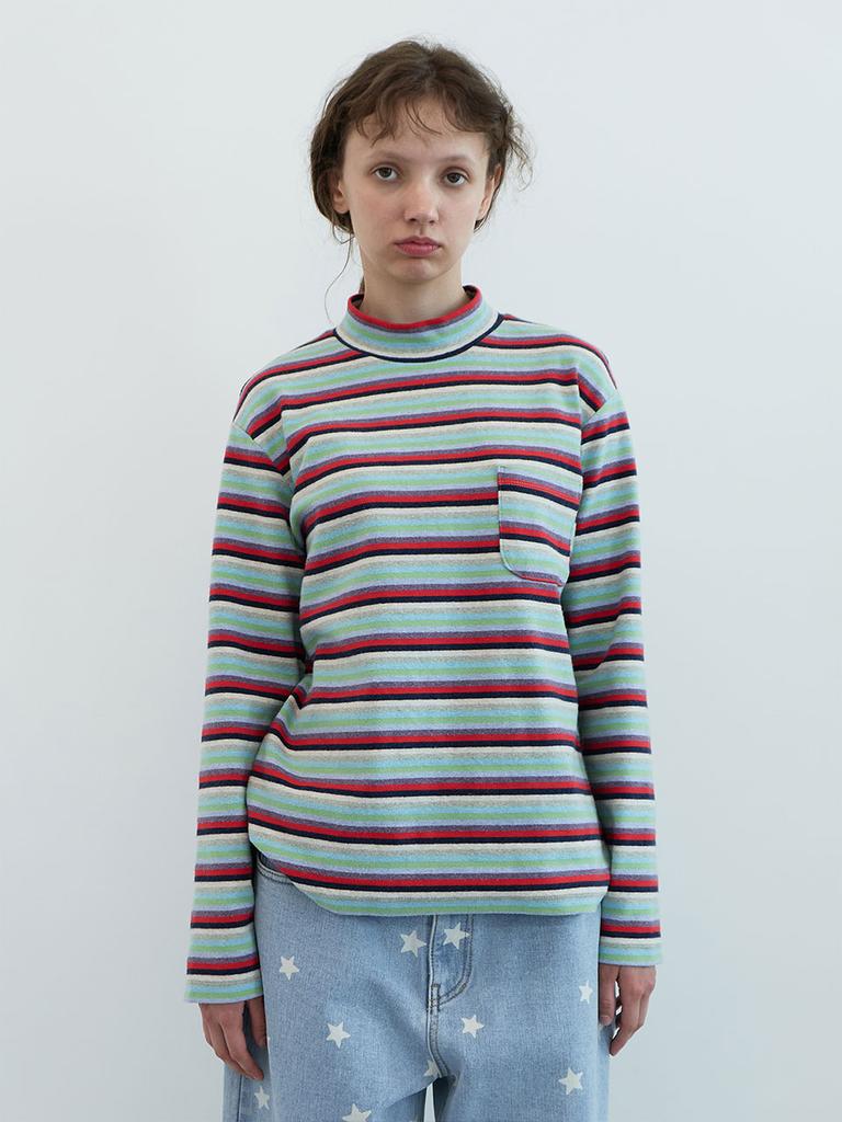 ENZO BLUES Striped Half Neck Lst (Multi)