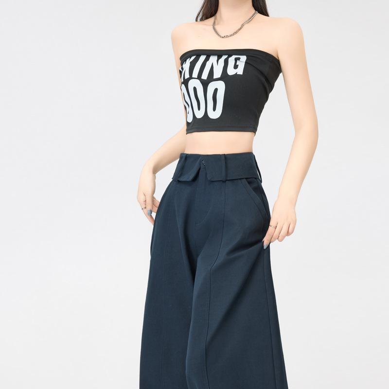 American-Style Ruffled Waistband Cargo Pants: 2026 Fashionable Slimming Women's Wide-Leg Balloon Pants for Spring/Summer