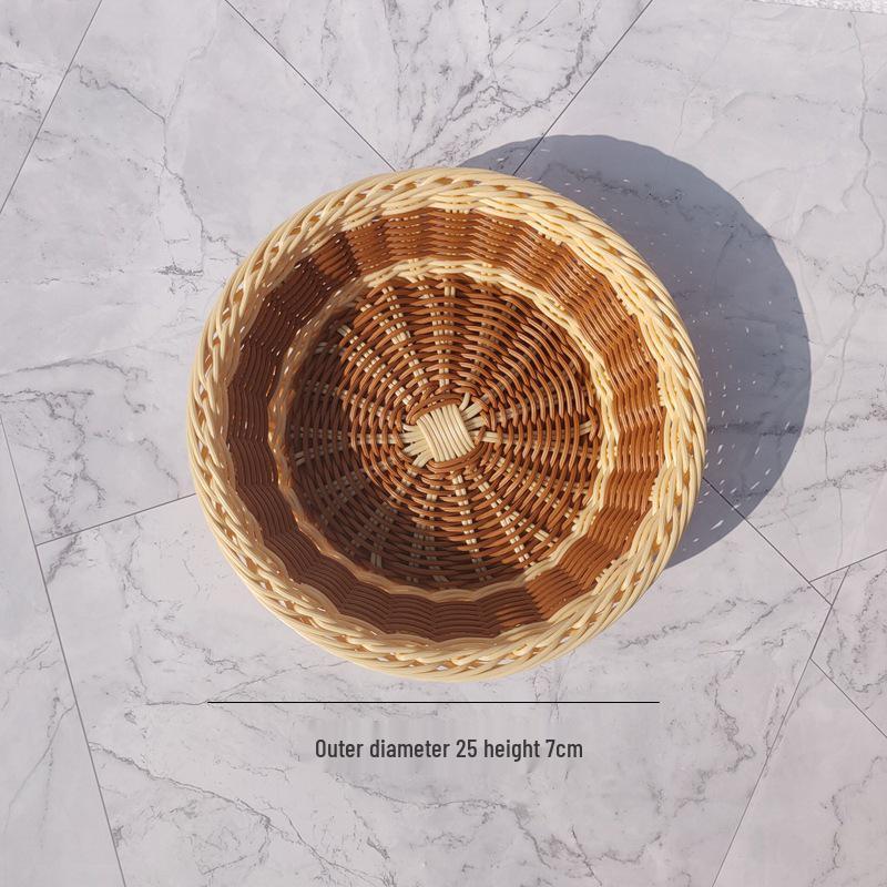 Creative Round Handwoven Rattan-Style Basket for Snacks & Dried Fruit