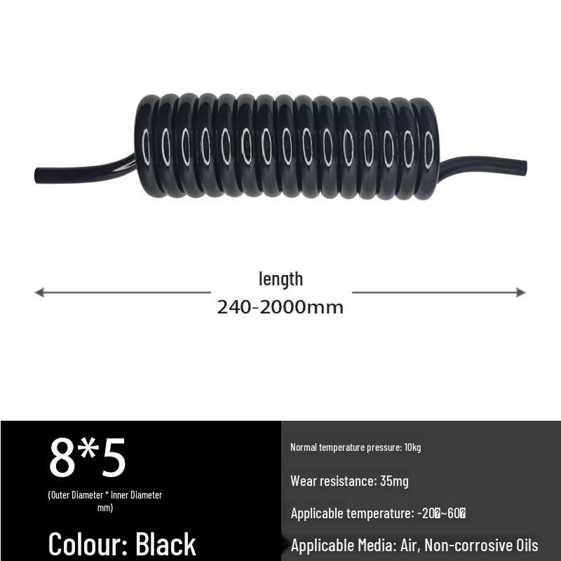 Telescopic Air Hose Set: 8mm/6mm Coil Tube, Scissor Lift Spring, Cylinder Connector Fittings