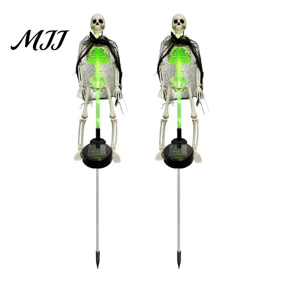 Outdoor Halloween Decorations 2Pcs Solar Skeleton Yard Stake, LED Garden Lights, Waterproof Glowing Skull Stakes Realistic Figurines for