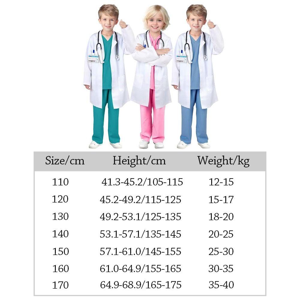 7PCS V Neck Surgical Children Doctor Costume Set Surgical Suit Doctor Nurse Cosplay Scrubs with Stethoscope Nurse Costume Set