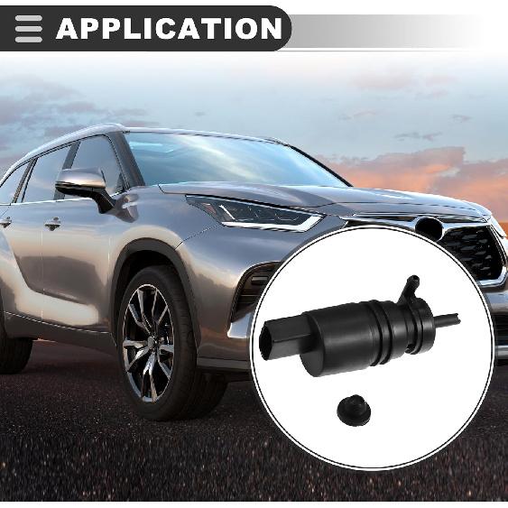 Motoforti Windshield Washer Motor Pump, for Honda Pilot 2009-2011, Plastic, with Grommet, Black