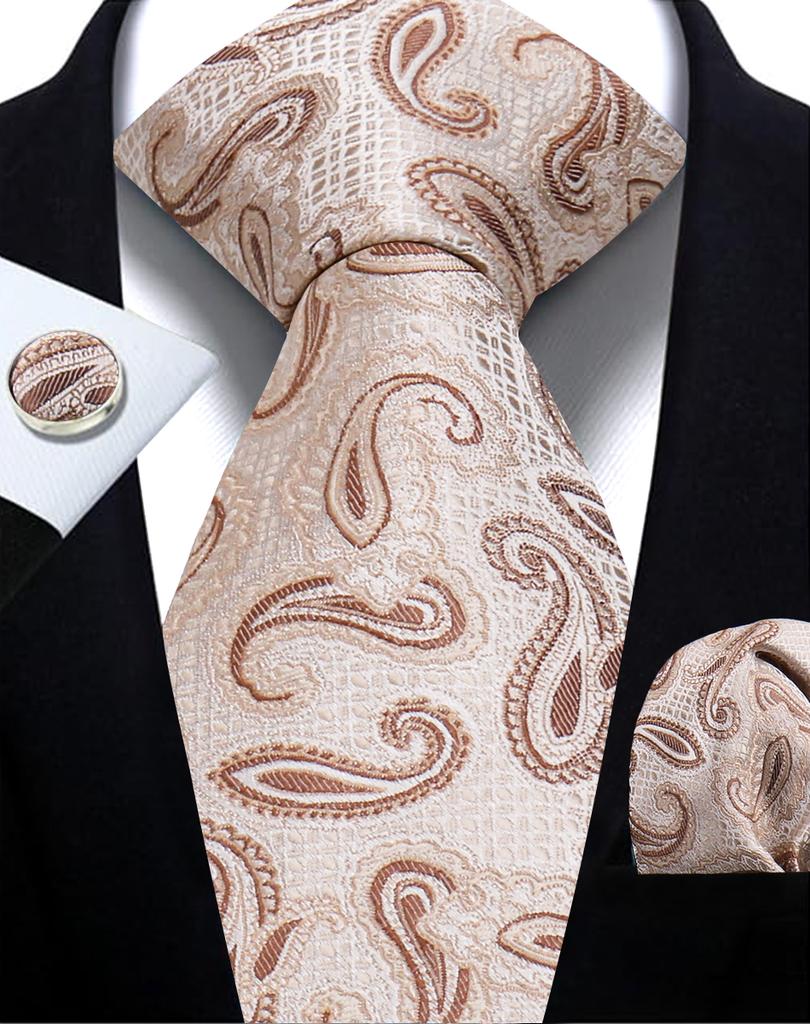 Mens Tie Paisley Jacquard Woven 8Cm Formal Business Wedding Necktie Pocket Square Set Suit Cravat High Quality Handmade Gravata