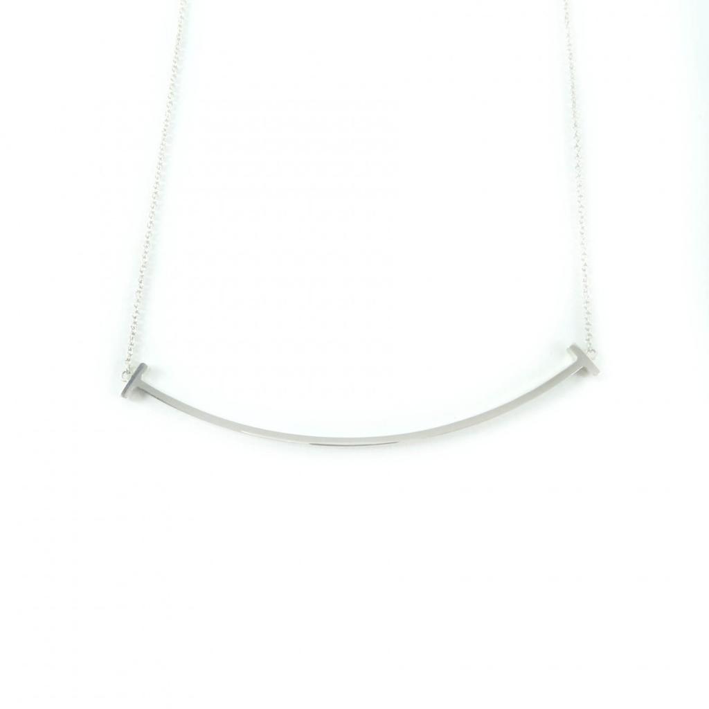 Great TIFFANY&Co. Necklace T Smile Large Pendant Silver AG925 Women Used