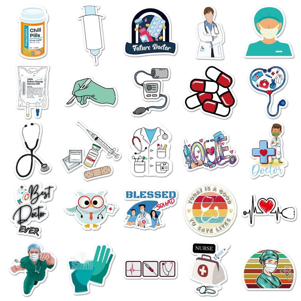 50 Graffiti-Sticker für Ärzte und Krankenschwestern für Tassen, Handyhüllen und Koffer