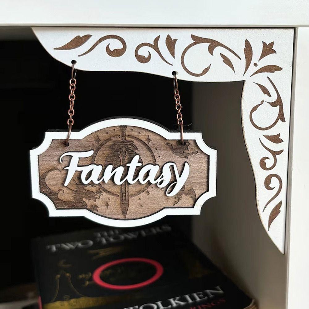 New Wooden Bookshelf Hanging Decoration Dark Romance Decorative Bookshelf Classification Bookshelf Signs for Library