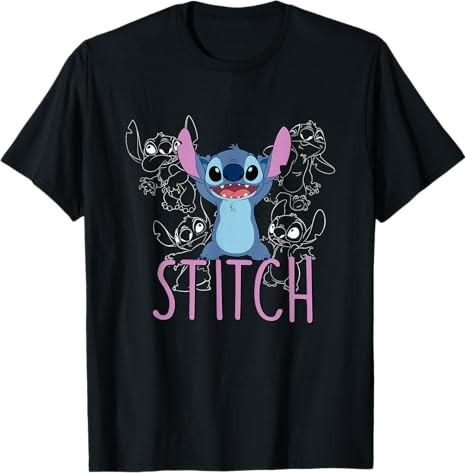 Lilo Stitch Joyful Stitch Pose Black TShirt S