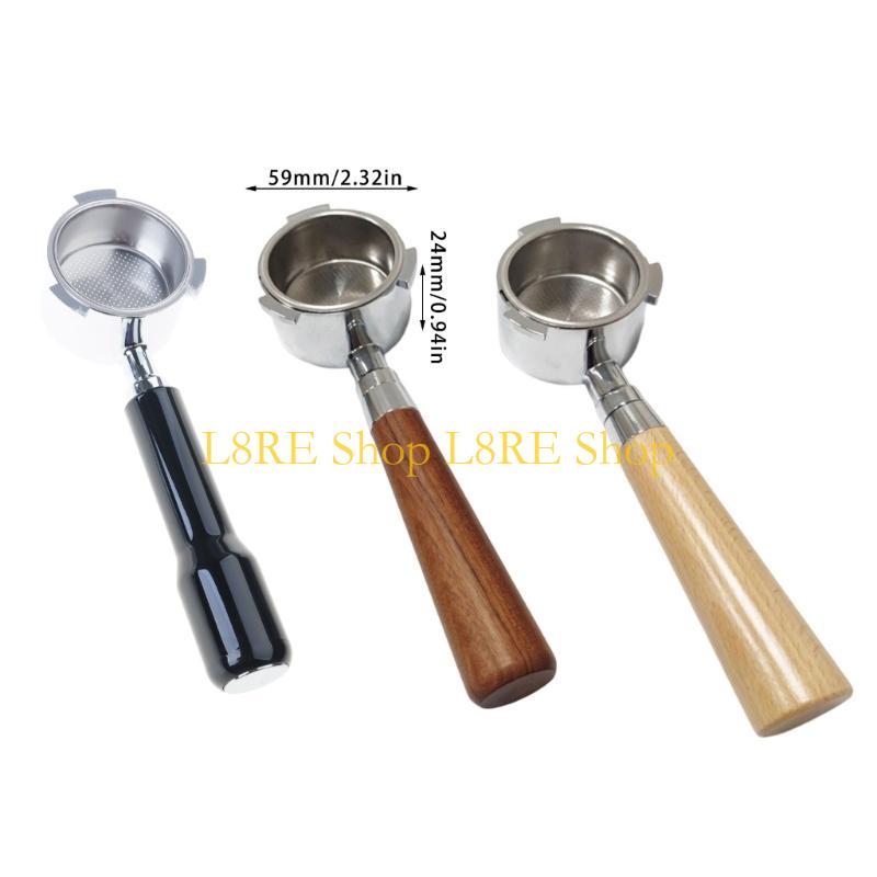 L8RE 51mm Coffee Portafilter For EC200/EC221/ECP33.21/ECO310 Stainless Steel Bottomless Portafilter With Wooden Handle