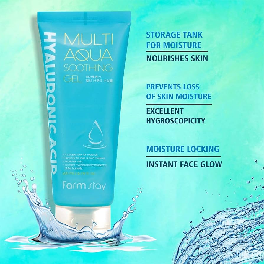 Farm Stay Hyaluronic Acid Multi Aqua Soothing Gel 200ml +RANDOM GIFT